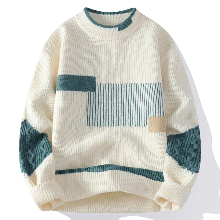 Lawrence - Mock Neck Patchwork Jumper