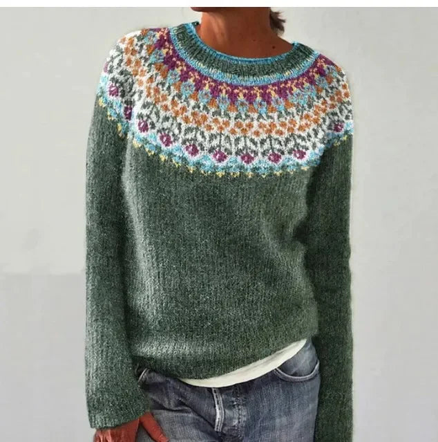 Rosalie | Winter Knitted Jumper with Patterns