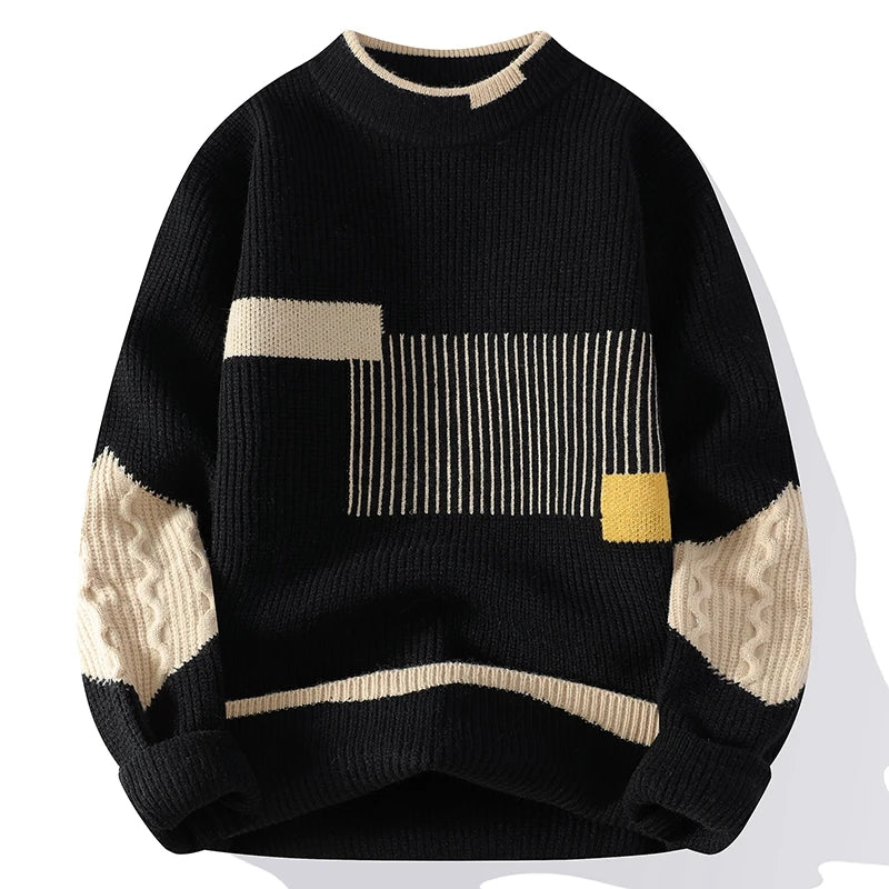 Lawrence - Mock Neck Patchwork Jumper