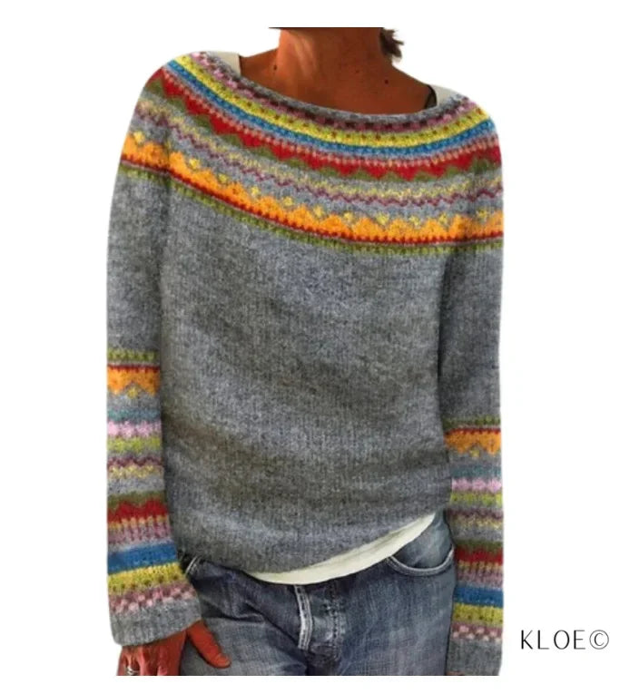 Rosalie | Winter Knitted Jumper with Patterns